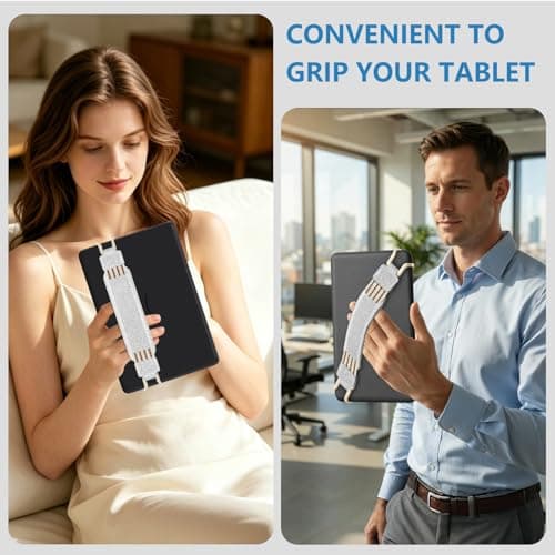 HoYiXi Universal Soft Elastic Hand Strap for 9-11'' eReaders & Fire Tablet, Compatible with Fire HD 10/iPad 9.7 /iPad Mini/Galaxy Tab A8 A9/Huawei,Hand Strap Finger Grip Holder,Silver glitter — view 6