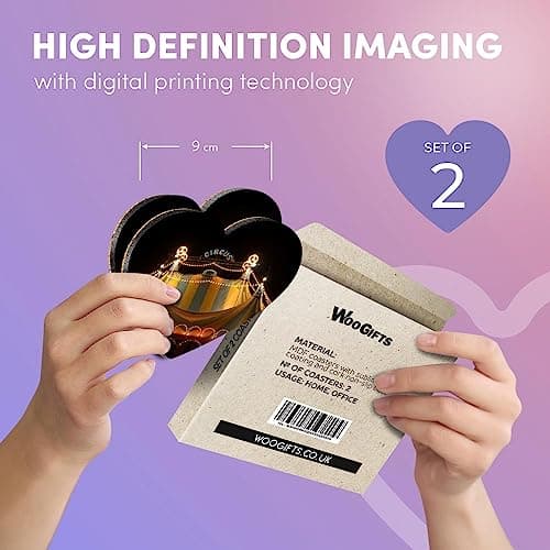 2 x Heart Coasters - Circus Tent Lights Festival Cork Backed MDF Glossy Tea Coffee Accessory #50534 — view 2