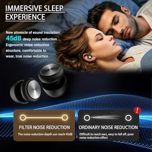 Ear Plugs for Sleep, 45dB Noise Reduction, Reusable Ultra Soft Silicone Hearing Protection earplugs for Side Sleepers, Social, Work, Focus & Noise Sensitivity, 8 Ear Tips (XS, S, M, L) — view 3