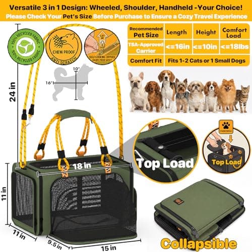 PAWZIDEA Soft Sided Foldable Cat/Dog/Pet Carrier Bag Pets Travel Carriers — view 2