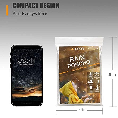 COOY Rain Ponchos Drawstring Hood 10 Pack Emergency Disposable Rain Ponchos Family Pack Adults,Fit Men Women, Perfect Disneyland,Clear — view 4