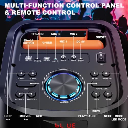 JYX Karaoke Machine with 2 Wireless Microphones, 500W Big Bluetooth Speaker — view 3
