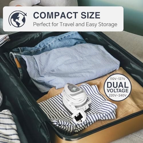 BEAUTURAL Mini Travel Steam Iron for Clothes with Dual Voltage — view 3