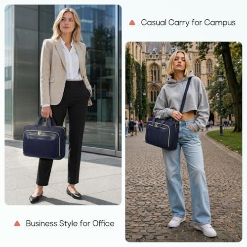 RAINSMORE 17.3 Inch Laptop Bag for Women Water Resistant Briefcase — view 2