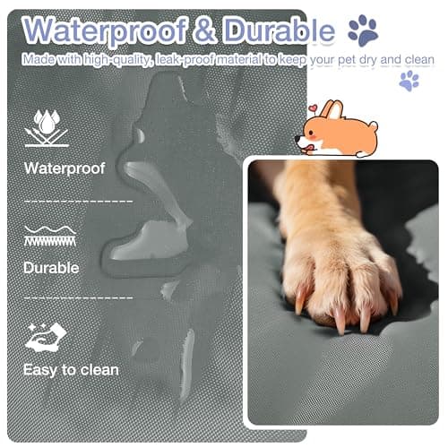 Pawsee Waterproof Portable Dog Settle Mat, 80 x 60 CM Foldable Dog Travel Mat, Washable Camping Dog Bed for Car Boot, Small Roll Up Pet Mat, Grey — view 2