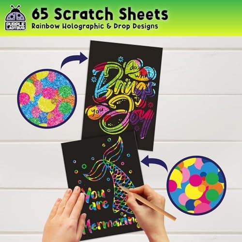 Rainbow Scratch Art Kit with Stencils, 79 Pc Craft Kit Ages 4-8 — view 5