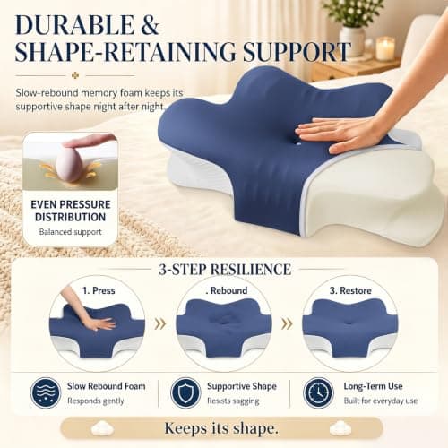 Hydomi Cervical Memory Foam Pillow for Neck and Shoulder Pain-Adjustable Orthopedic Pillow with Armrest Design-Bed Pillow with Cooling Washable Cover for Side, Back & Stomach Sleep — view 6