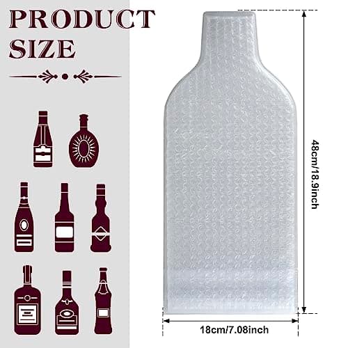 Foribyw Wine Bottle Protector 4pcs Reusable Bubble Cushion Wrap Sleeves Multi-Layered Wine Bottle Bags 18x48cm for Airplane Travel Transport Safety Shipping Boxes Packaging — view 3