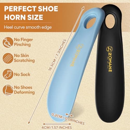 ZOMAKE Shoe Horn, Small Plastic Shoehorn for Men Women Kids (3 Colors) — view 2
