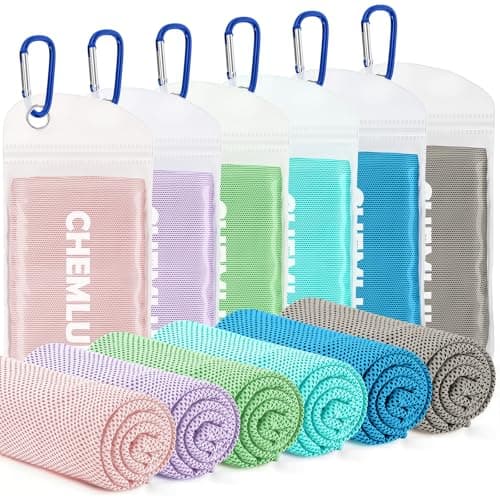 CHEMLUK Cooling Towels 6 Packs: Instant Cool Towel for Hot Weather Neck and Face UV Protection Quick Dry Microfibre Sweat Towels for Gym Yoga Running Camping Workout Sports Travel