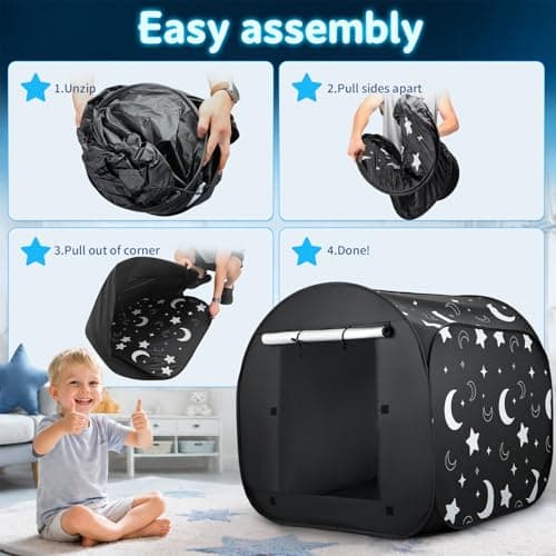 Normodic Sensory Tent, Blackout Sensory Tent for Kids, Pop Up Black Out Den for Autism, Calm Down Corner for Autistic Children Anxiety Relief with Travel Bag, Play and Relax Corner (Round) — view 6