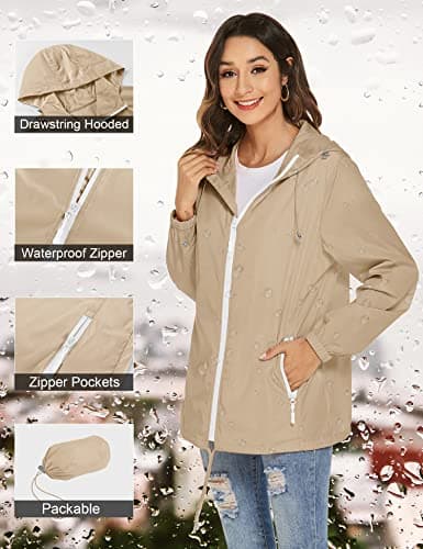 Rapbin Trench Coats for Women Lightweight Summer Jackets Hooded Raincoat — view 4