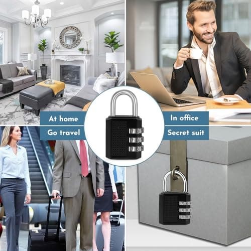 JIAGUAN 2 Pack 3 Digit Combination Padlocks For Storage School Backpack Locker Tool Box Luggage Locks Black — view 4