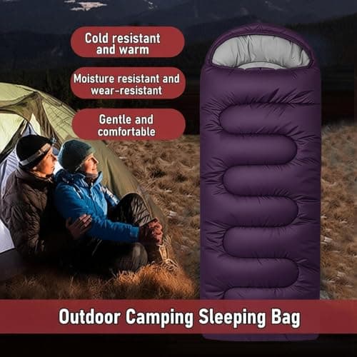 Sleeping Bag for Camping, for 3-4Seasons, Comfortable Adult Blanket, Small Packed Size, Ultralight Carry Bag, Soft, Thick and Warm, for Outdoor Camping, Travel, Hiking. (Purple) — view 6