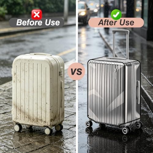IONEKIUK 28in Clear PVC Suitcase Cover, Waterproof Large Suitcase Cover — view 6