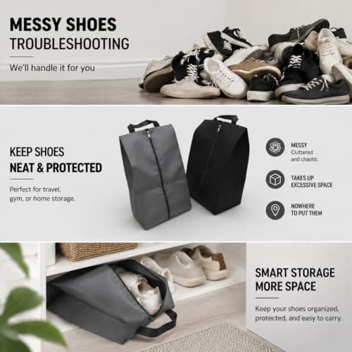 6 PcsShoe Bags for Travel Shoe Bags for Storage, Portable Shoe Storage Bagset, Waterproof Oxford Fabric Zippered Shoes Bag Set with Handle for Trainers Sneaker Gym Travel(15.47 x 7.48 x 5.9) — view 4