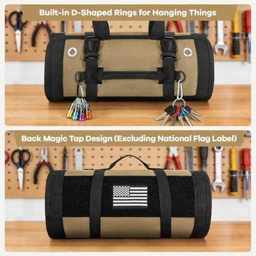 LASUK Heavy Duty Tool Roll Bag 52×33 CM, Khaki — view 5