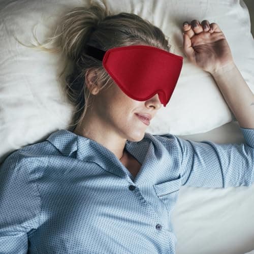 WLLHYF Silk Sleep Mask, 3D Stereo Deep Sleep Eye Mask Comfortable Adjustable Cute Block Out Light Eye Covers for Man and Woman All Night Sleep (Dark Red) — view 5