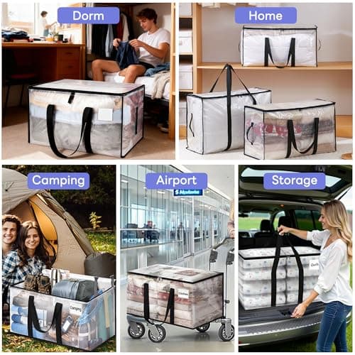 4 Pack Moving Bags - 69×36×38cm PE Waterproof Storage Bags with Zips — view 4