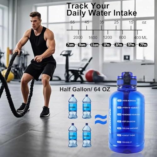 GEMFUL 2L Hiking Water Bottle, Motivational Time Marker Jug — view 3