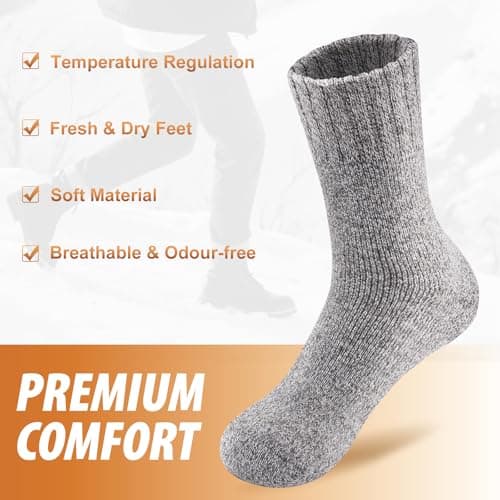 SockWaddles Thermal Socks for Men, 5 Pairs Thick Wool Warm Socks, Breathable and Moisture-Wicking Walking Boot Winter Sock for Outdoor Hiking Sport 7-11 — view 4
