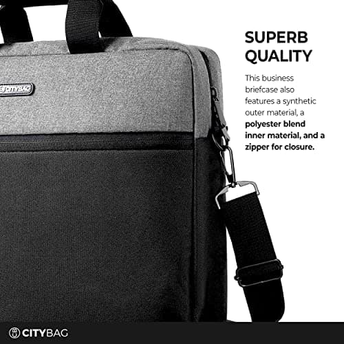 CB CITY BAG Laptop Bag Computer Bag Handbag for Documents - 15.6 Inch Laptop Case with Shoulder Strap - Work Bag for Men & Women - Carrying Sleeve for Tablets & Laptops (Grey) — view 6