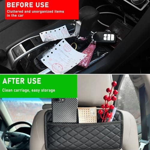 EujRcf 3-Pack Car Side Pocket Organizers, Black Car Seat Gap Filler Organizer, Car Storage, Universal Self-adhesive Storage Pouch for Car Door & Seat Gap, Holds Phones, Glasses, Keys, Cards & Coins — view 4