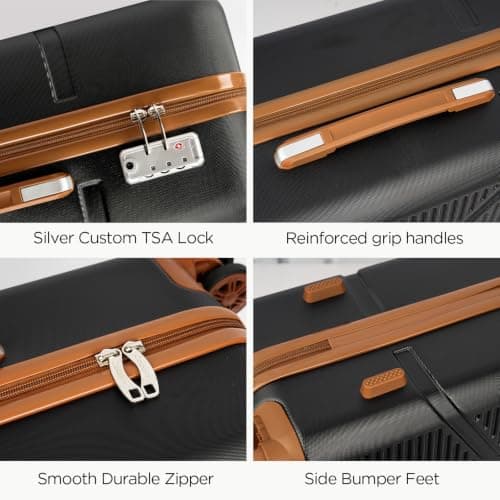 Cosbarn Luggage Sets 5 Piece with TSA Lock Spinner Wheels, Unisex Hard Case ABS Suitcase Set (Rosegold) — view 3