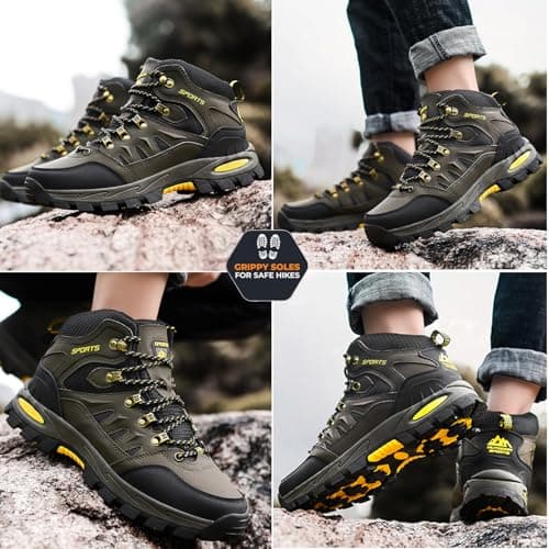 HODTOB Hiking Boots Mens Womens Lace-up Non-Slip Outdoor Men Women Mountain Trekking Shoes for All Season Walking Travelling Backpacking Camping Shoes Sneaker Green 9.5UK — view 2