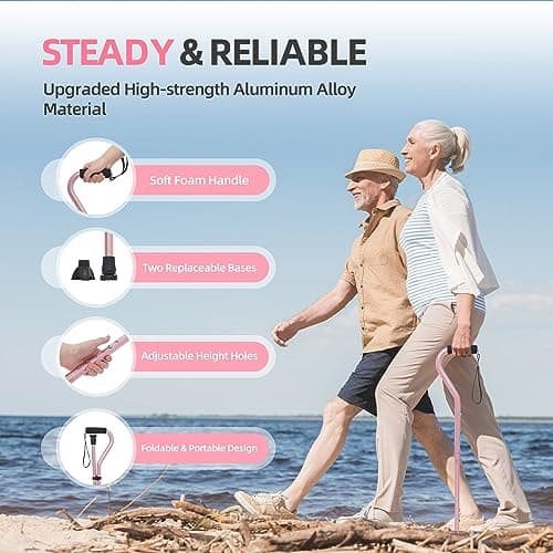BeneCane Walking Cane for Men & Women Adjustable Cane with Offset Soft Cushioned Handle -Portable Lightweight Sturdy Mobility Walker Aid for Elderly, Seniors Collapsible Cane — view 2