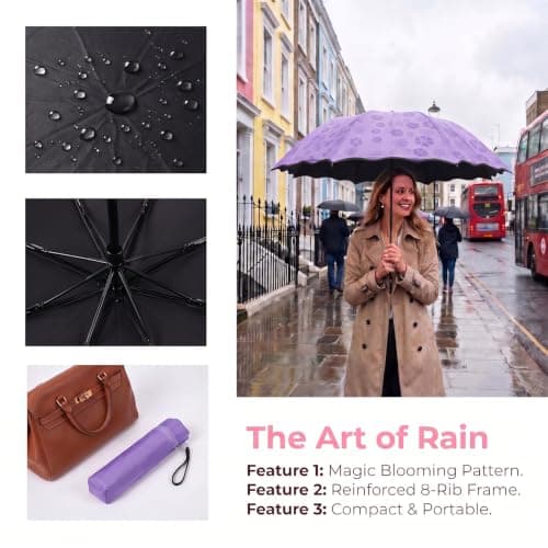 Vinuwu Sun Umbrella UPF 50+ UV Protection Umbrella SPF 50 Compact (Purple) — view 3