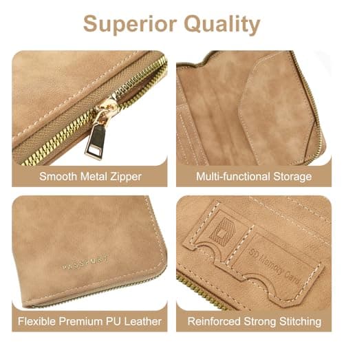 ILIYAH RFID Anti-Theft Passport Wallet Holder - Waterproof PU Leather Family Travel Document Organizer with Safe Zipper (Brown) — view 6