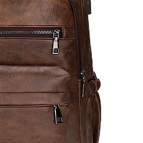 Baoblaze PU Leather Laptop Backpack Men Travel Rucksack Multiple Pockets Water Resistant Casual Daypack Computer Backpack for Fishing Shopping Hiking, Coffee — view 3