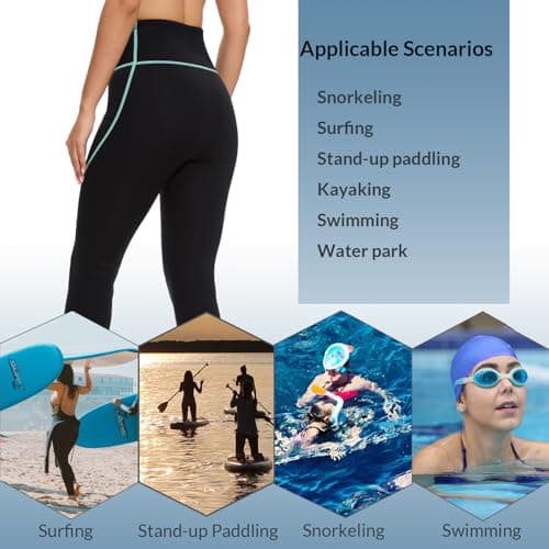 Lemorecn Women's Wetsuit Pants 2mm Super Stretch Neoprene, GREEN,M — view 6