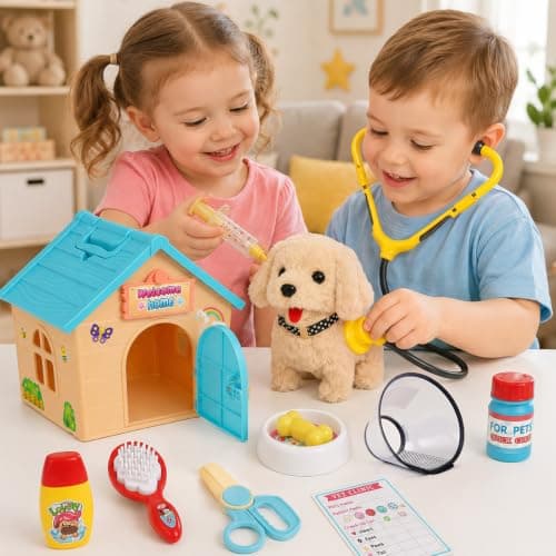 vamei Electronic Dog Toy with Dog House & Vet Toys for Kids Aged 3 4 5 6 7 — view 6