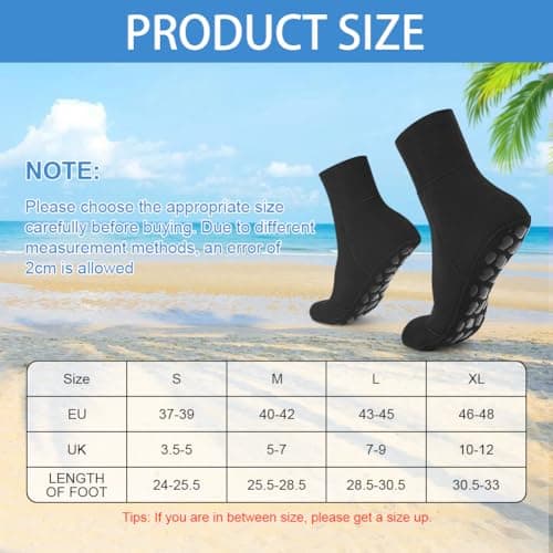 HOTUT Anti-slip Neoprene Socks,3mm Thermal Diving Socks for Men Women,Sand-proof Beach Water Sports Keep Warm for Diving, Snorkeling, Swimming, Surfing, Sailing, Kayaking — view 2