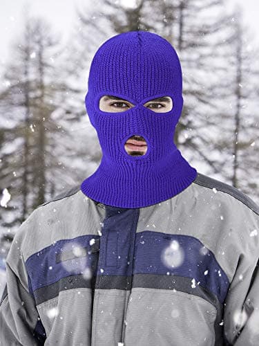 Geyoga 3 Hole Knitted Full Face Ski Mask Winter Balaclava Warm Full Face Cover Thermal Skiing Mask for Men Women Sport Outdoor(Kid Size,Royal Blue) — view 2