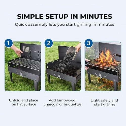 UR CHOCIE Portable Folding Charcoal BBQ Grill — view 4
