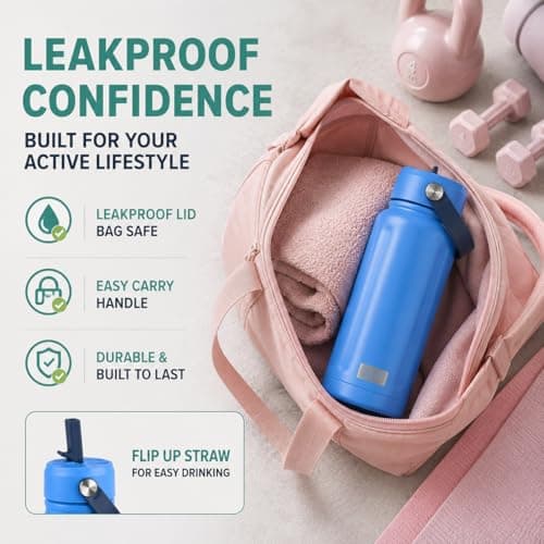 Polar Gear 740ml Insulated Water Bottle with Straw Double Wall - Blue — view 3