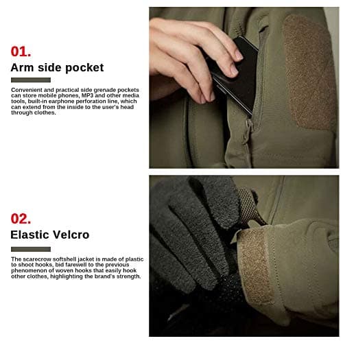 MakingDa Mens Waterproof Jackets Winter Smart Casual Hooded Coat Softshell Fleece Lined Multi Zipper Pockets Hunting Light Sweatshirt Cozy Tactical Military Camping Cardigan（CP Camo，M） — view 3