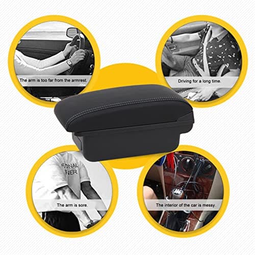 Car Center Console Box, Quiet Closing USB Ports Storage Organizer with Artificial Leather for Armrest Box Daily Commute Road Trip Family Use — view 4