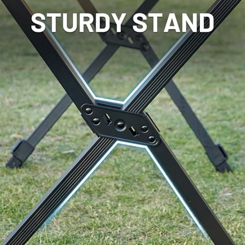 TIMBER RIDGE Folding Camping Table Roll up Height Adjustable 108x71cm Black — view 6