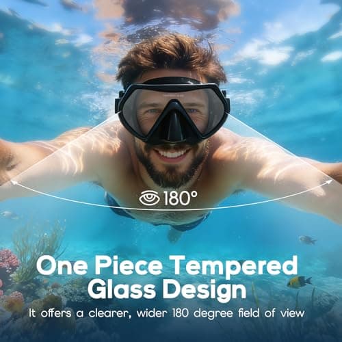 Findway Diving Mask with Elastic Fabric Strap, Snorkel Mask Adults with Nose Cover for Mens and Womens, Swimming Goggles with 180° Panoramic HD Tempered Glass Anti-fog Snorkelling Mask No Leak — view 2