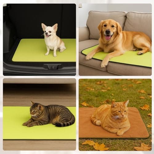 BREEZENEST Foldable Waterproof Pet Blanket 100x70cm Reversible Dog Cat Mat with Storage Bag, Portable Washable Pet Bed for Indoor Outdoor Camping Travel Car Sofa Floor Protection Green — view 6