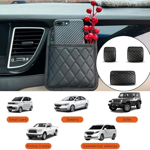 EujRcf 3-Pack Car Side Pocket Organizers, Black Car Seat Gap Filler Organizer, Car Storage, Universal Self-adhesive Storage Pouch for Car Door & Seat Gap, Holds Phones, Glasses, Keys, Cards & Coins — view 6