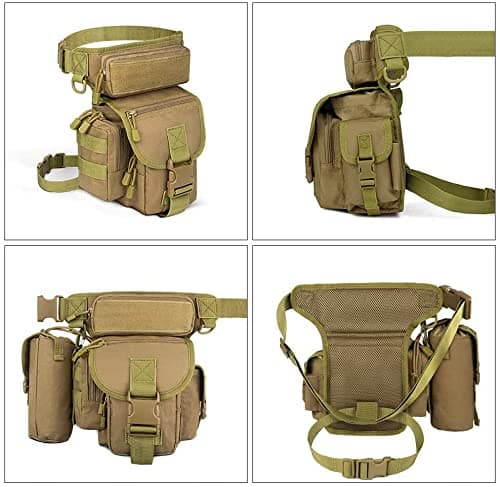 Flintronic Tactical Drop Leg Waist Bag, Multi-Purpose Waterproof Outdoor Military Hip Thigh Tool Bag Fanny Pack with Water Bottle Pouch, for Hiking Travel Motorcycling Camping Fishing — view 6