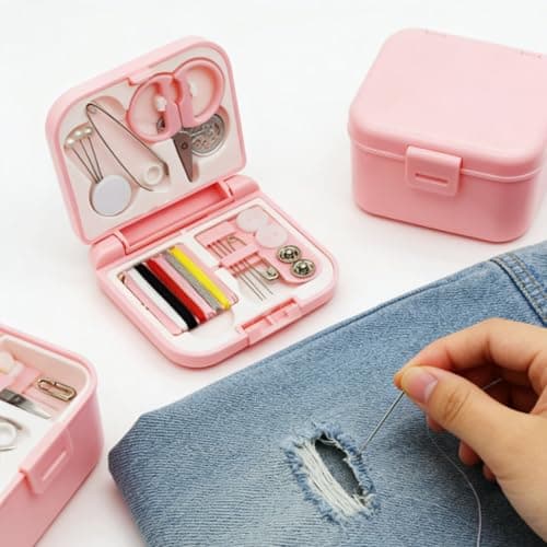Chrees Compact Sewing Kit for Travel Repairs and Emergency Fixes (Pink) — view 3