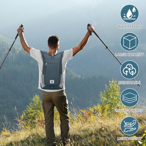 flintronic Foldable Backpack, Ultra Lightweight Rucksack, 16L Hiking Backpack, Unisex Packable Backpack For Men Women, Waterproof Travel Daypack For Outdoor Sport Biking Hiking Climbing — view 6