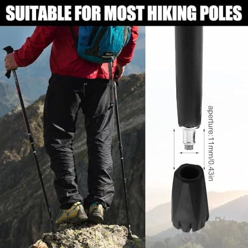 Pack of 4 Nordic Walking Poles Rubber Tips - Durable Replacement Rubber Stoppers for Enhanced Grip on Asphalt,Gravel,and Mountain Terrain - Universal Fit for Hiking,Trekking,and Nordic Walking Poles — view 6