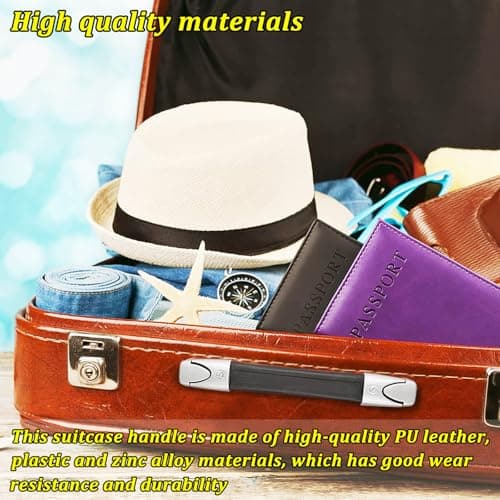 Begpoee 2 Pieces Luggage Case Handle Suitcase Carrying Grip for Repairing, Luggage Handle Replacement, With Screws and Washers, For Suitcases, Travel Suitcases, Tool Boxes(23cm, Black + Silver) — view 3